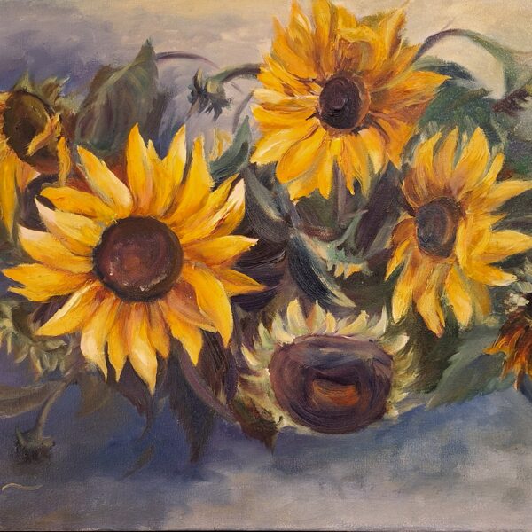 Manas saulespuķes, a/e, 40x70, 2020