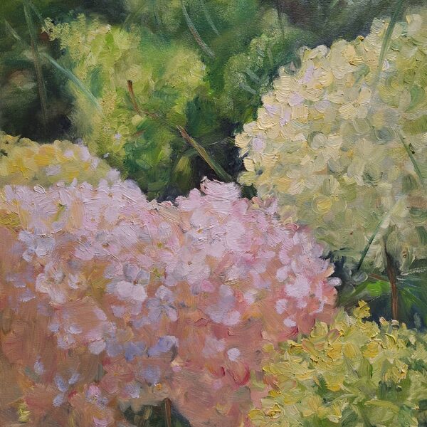 Ziedu mākonīši, a/e, 50x40, 2025