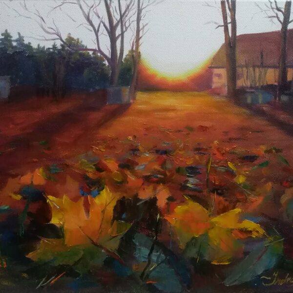 Rudens saule, a/e, 40x60, 2021, PRIVĀTKOLEKCIJĀ