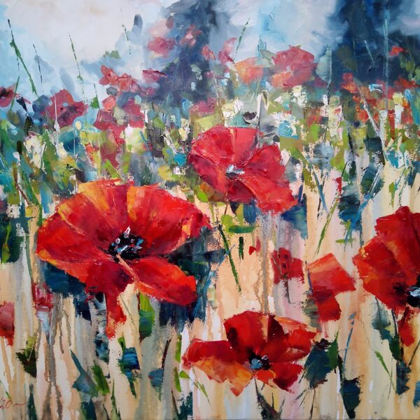 Magoņu flamenko, a./e., 60x80cm, 2020